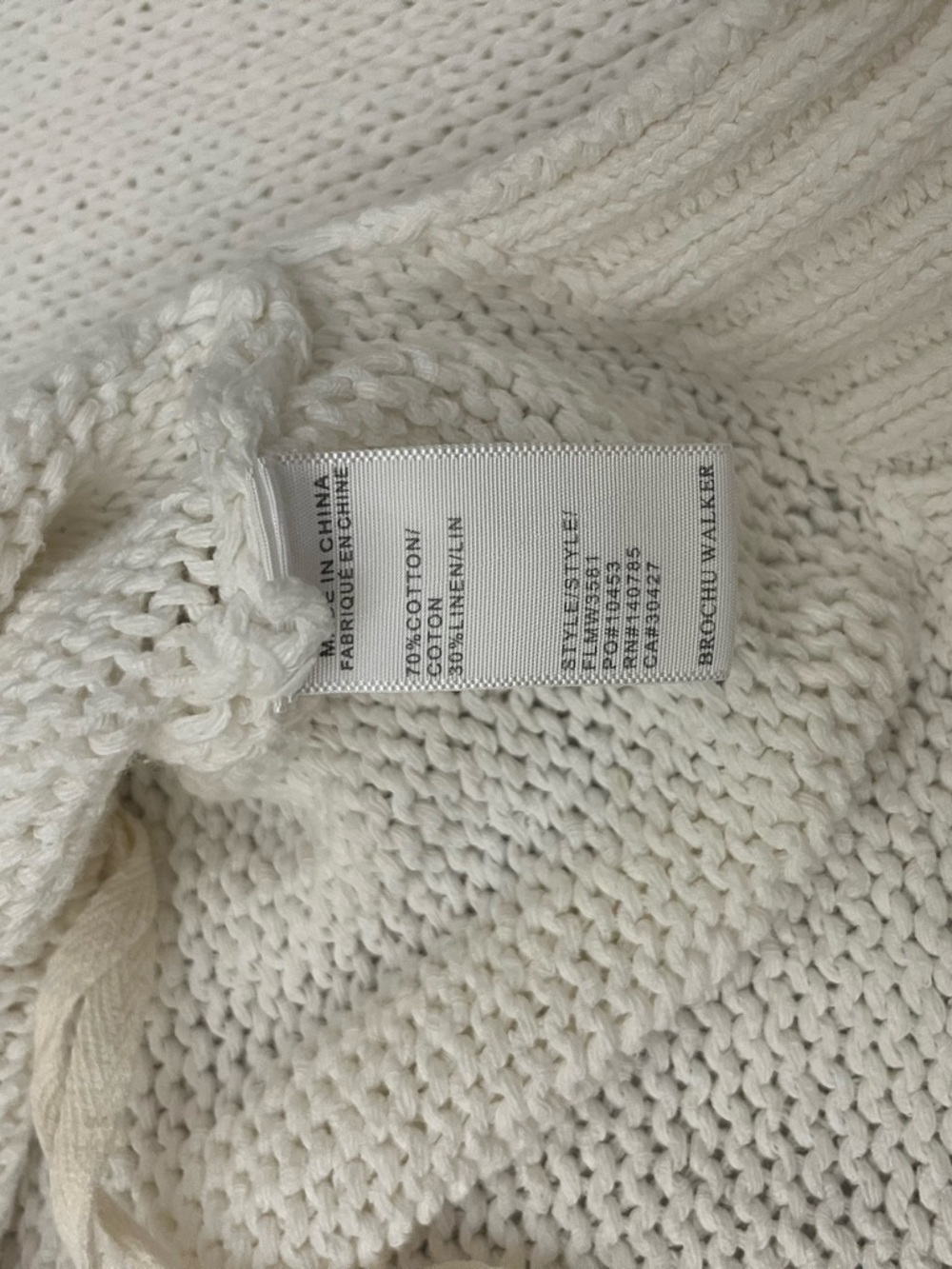 Brochu Walker Linen Blend Cropped Cardigan Salt White Size Large - Picture 7 of 9